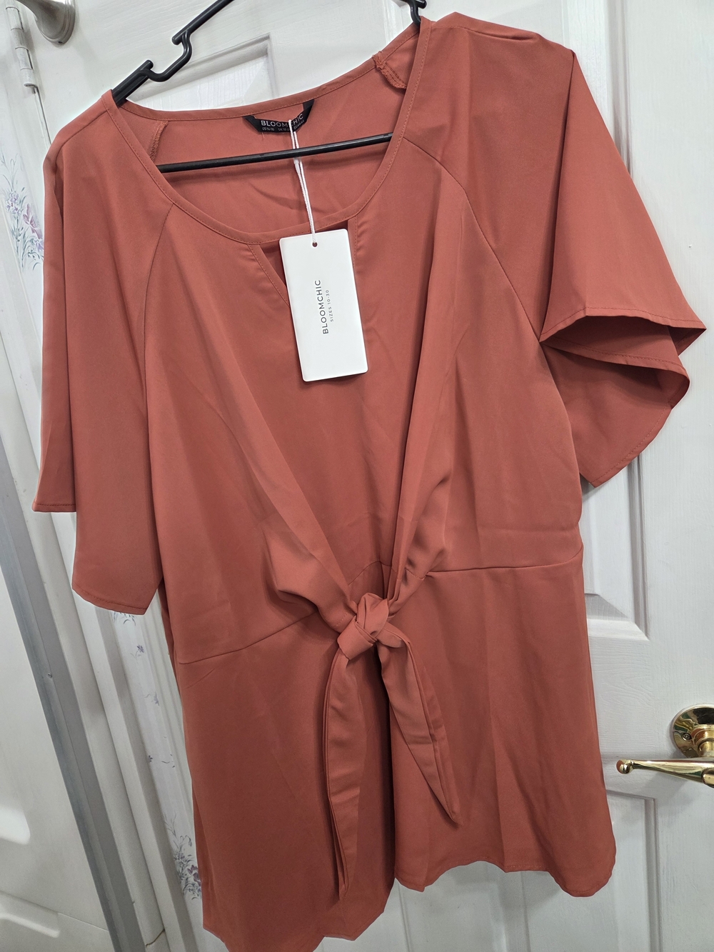 BloomChic Rust Tie-Front Blouse